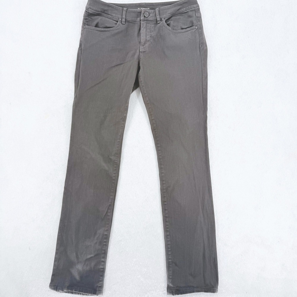 Elie Tahari Adena Straight Jean Charcoal Gray Mid Rise Pants 32x30 Quiet Luxury